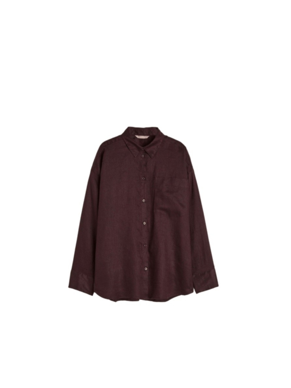 H&M Women's Linen Button-Down Shirt in Chocolate Brown
